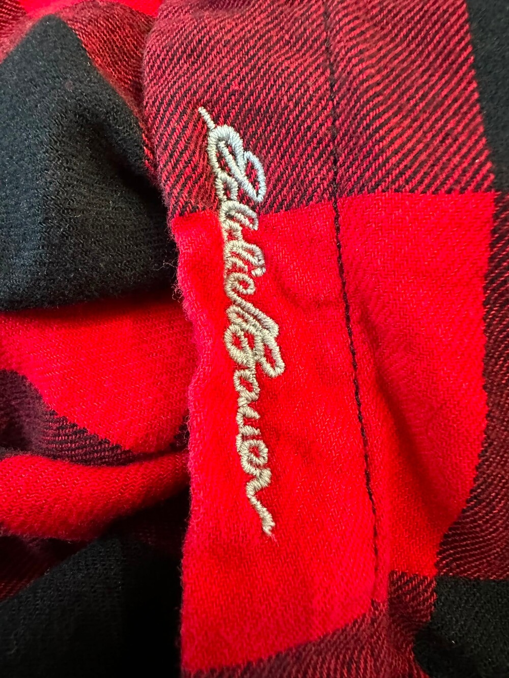 Eddie Bauer 3X Red Black Buffalo Plaid Flannel Shirt TENCEL Plus Size - Picture 5 of 8